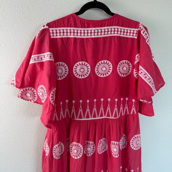 New Oliphant Soleil Red Flirty V-Neck Maxi Dress NWT Boho Casual Women’s Small - Picture 13 of 16